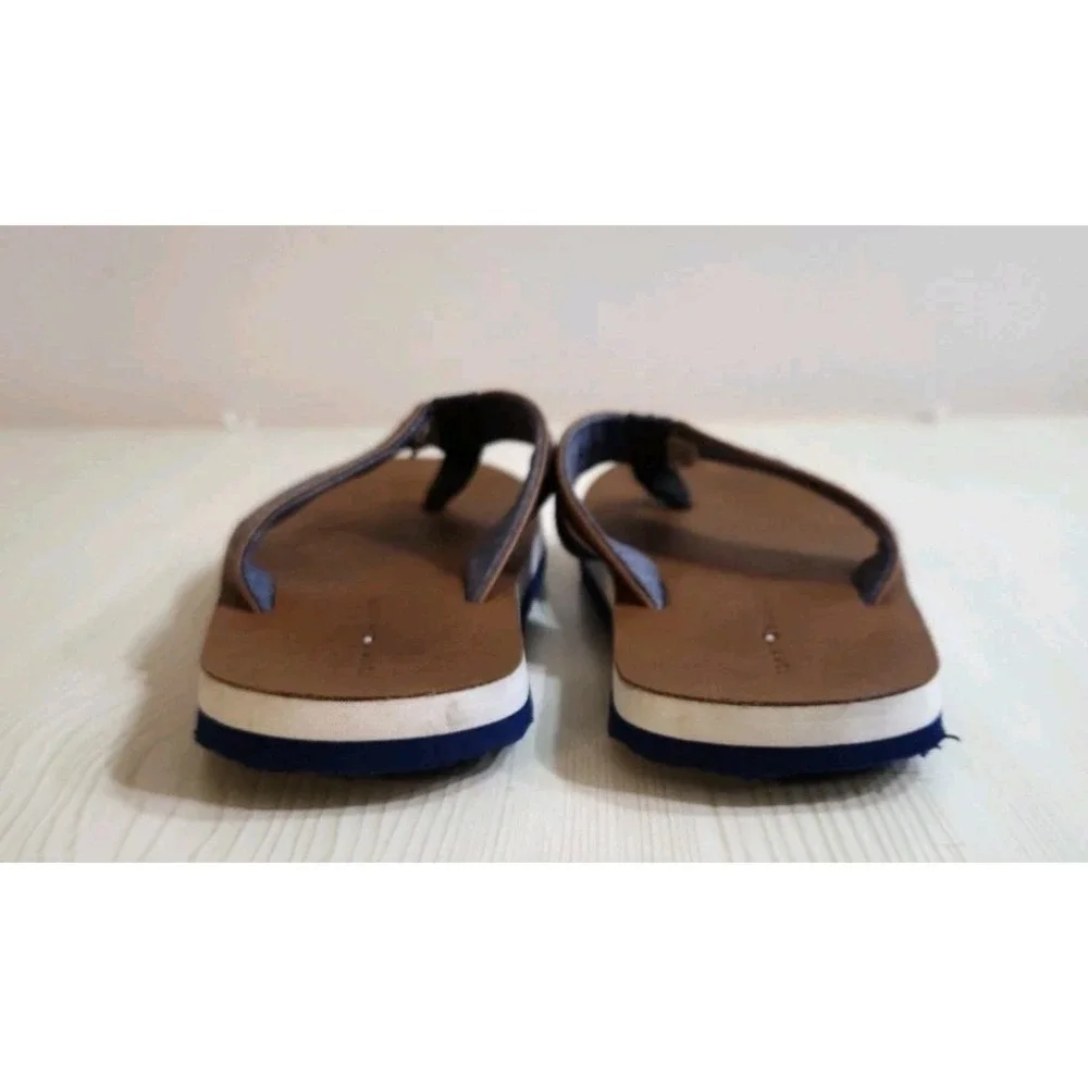 TOMMY HILFIGER Benjamin Thong Flip Flop Sandal. Cognac/Blue. Youth US Size 13.